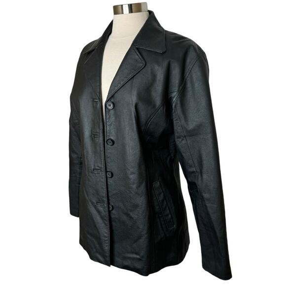 Tuskany Italy New York Leather Button Front Jacket with Shoulder Pads Women’s XL - Picture 4 of 11